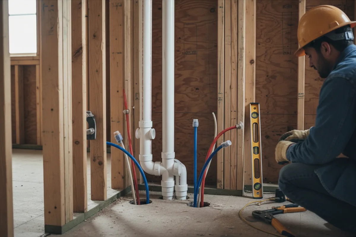 Drain and supply rough-in during Drain Cleaning in Kingston
